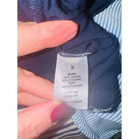 J. Crew Sleeveless Layered Tank Top keyhole back blue stripes S Coastal Casual - Picture 6 of 8